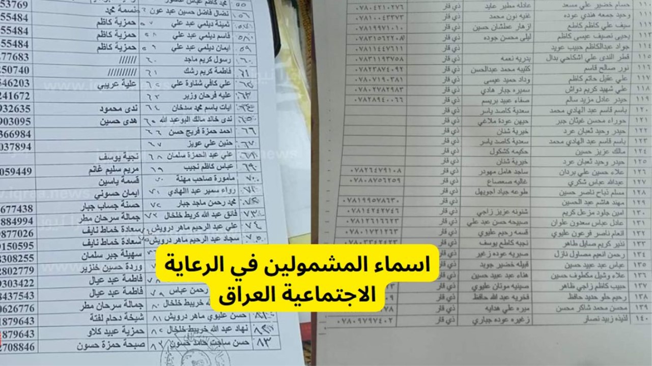 خطوات الاستعلام عن اسماء المشمولين بالرعاية الاجتماعية الوجبة السابعة