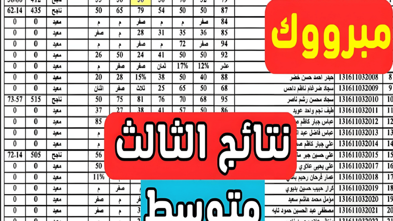 معـرفــة درجــاتــك :: نتائج الثالث متوسط موقع نتائجنا 2025 الدور الأول عموم العراق results.mlazemna.com .. بعد ظهورها