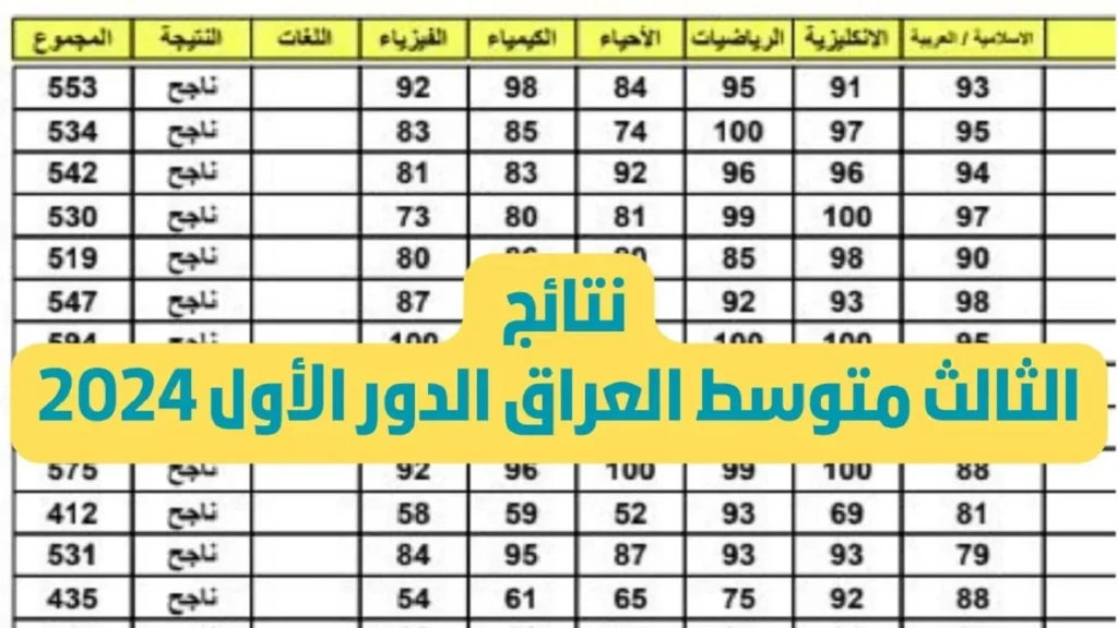 نتائج الثالث المتوسط الدور الأول 2025