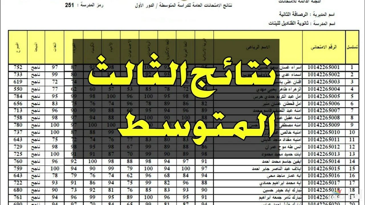 “استخرج نتيجتك هنا”.. نتائج الثالث متوسط الدور الأول 2025 عموم المحافظات عبر موقع نتائجنا